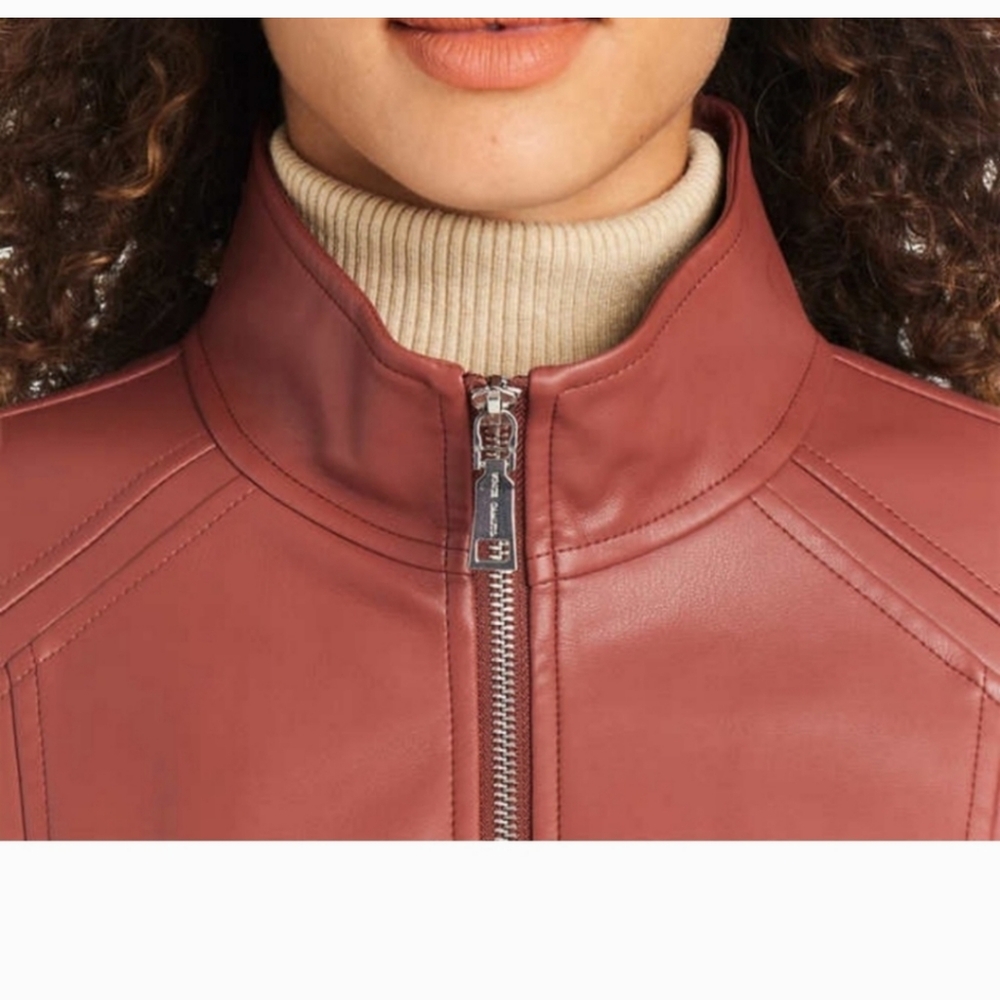Vince Camuto Womens Faux Leather Jacket, pink nwt - Picture 6 of 7